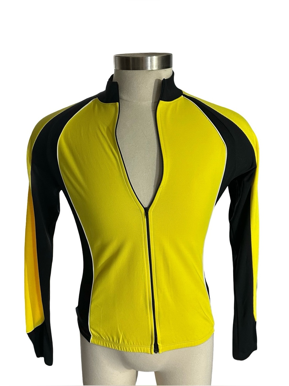 Bellwether Cycling Jersey Mens Sz Medium Yellow Black Long Sleeve Full Zip 5813